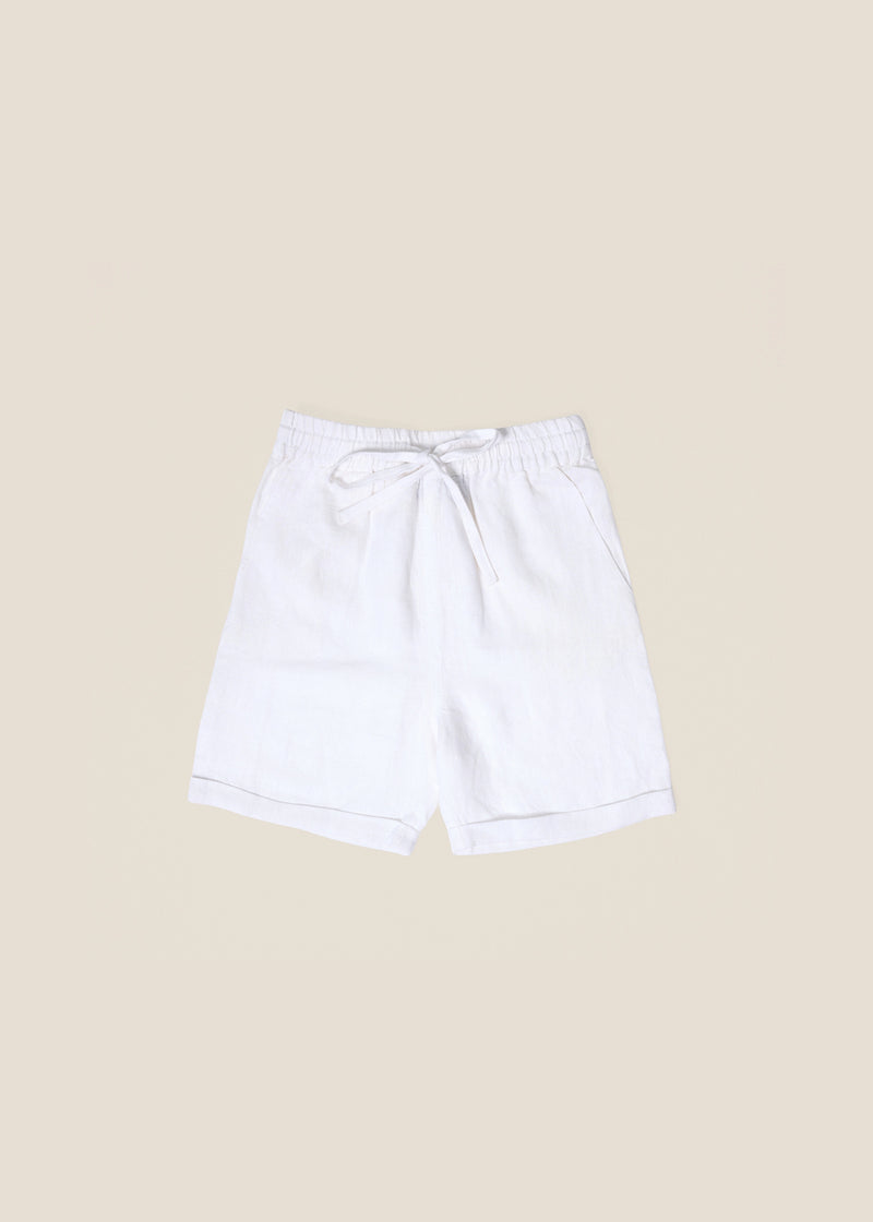 HUCA SUCA KID WHITE LINEN SHORTS