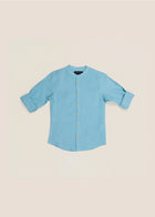 HUCA SUCA KID LINEN BLUE FULLSLEEVE SHIRT