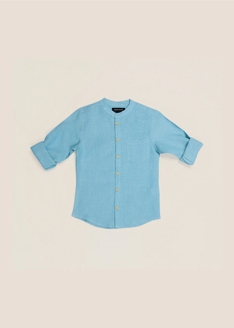 HUCA SUCA KID LINEN BLUE FULLSLEEVE SHIRT