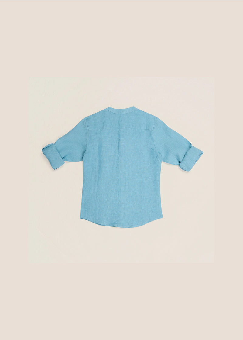 HUCA SUCA KID LINEN BLUE FULLSLEEVE SHIRT