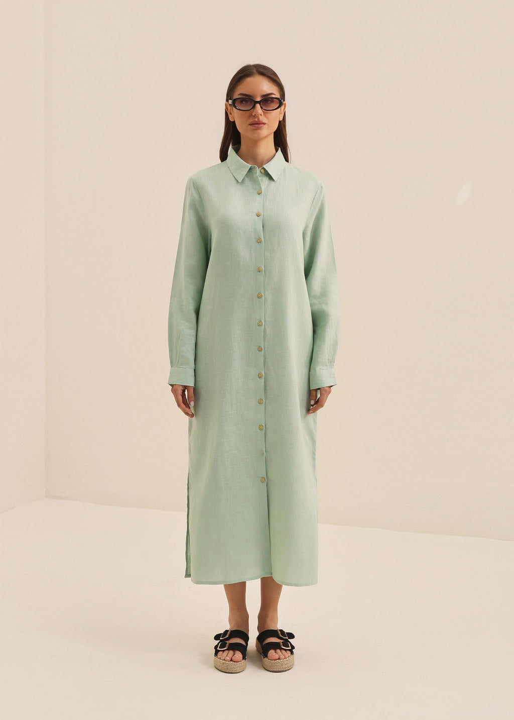 HUCA SUCA WOMEN GREEN SHIRT DRESS
