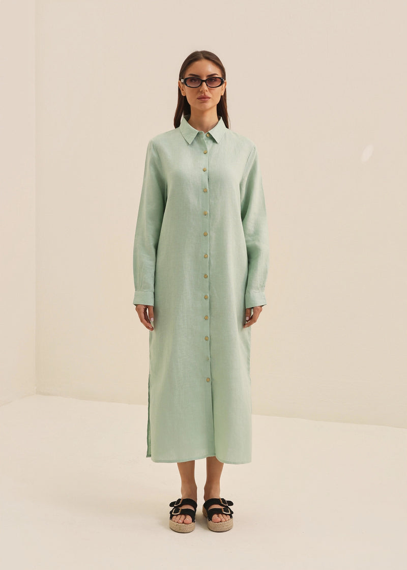 HUCA SUCA WOMEN GREEN SHIRT DRESS
