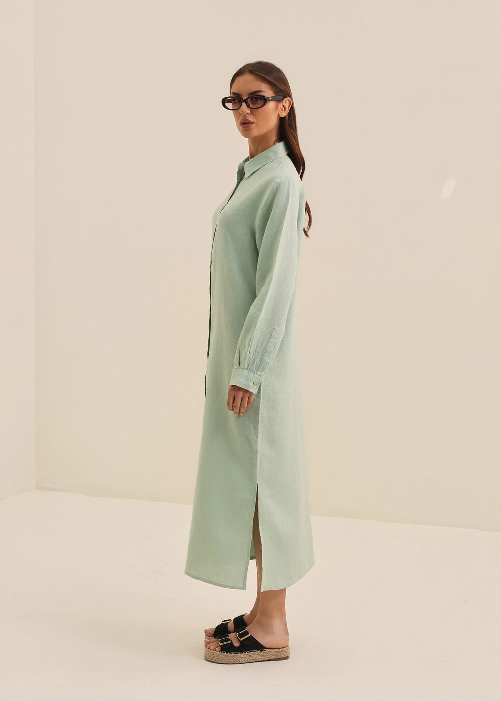 HUCA SUCA WOMEN GREEN SHIRT DRESS