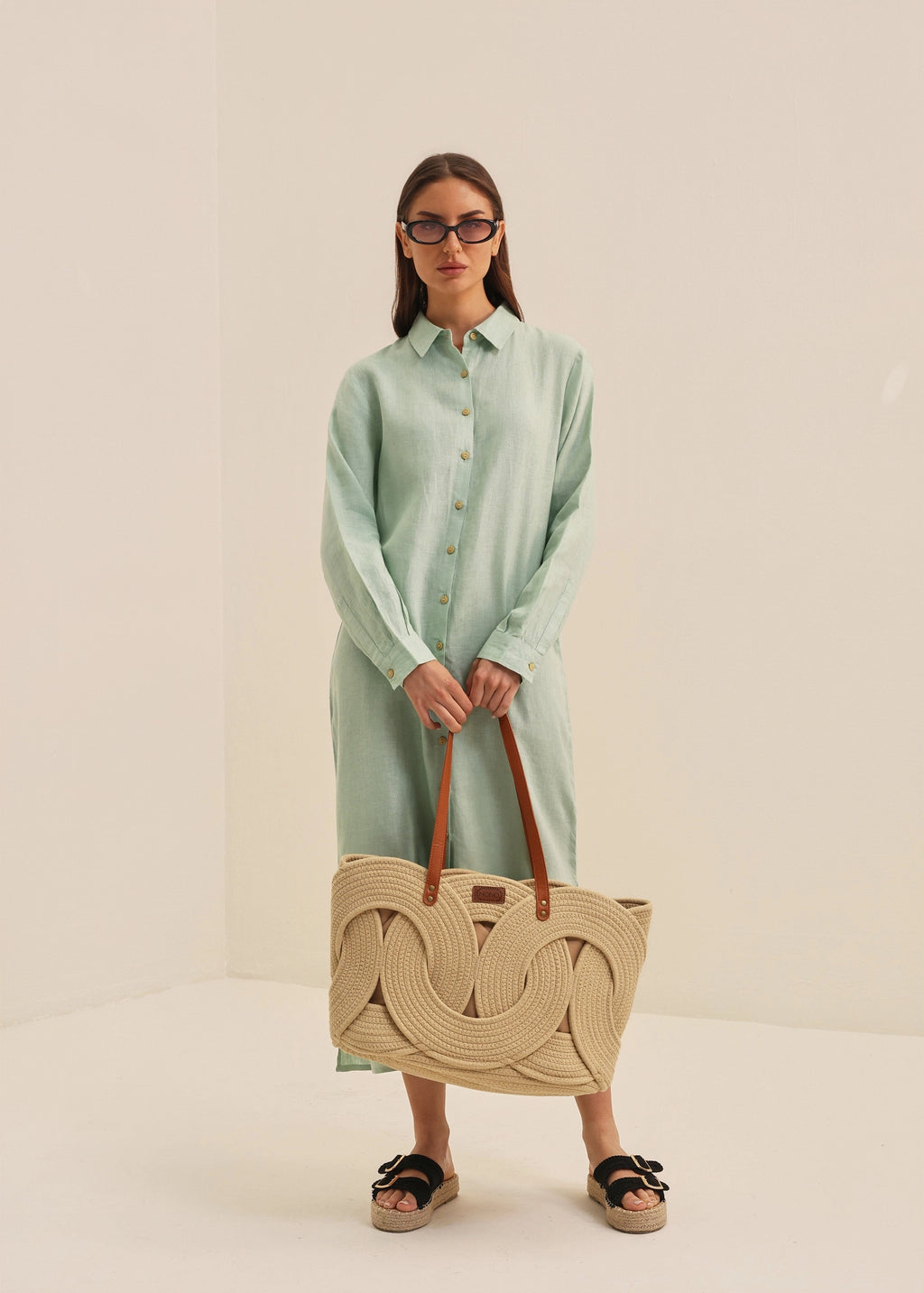 HUCA SUCA WOMEN GREEN SHIRT DRESS