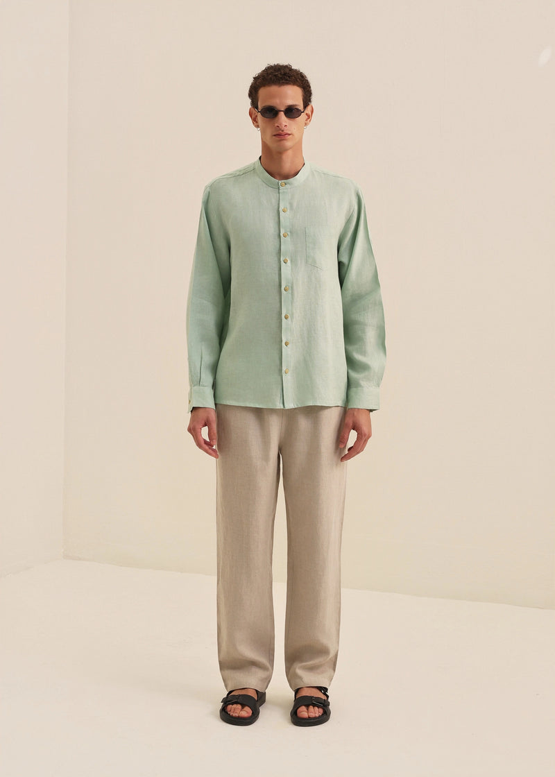 HUCA SUCA MEN GREEN HALF SLEEVE LINEN SHIRT