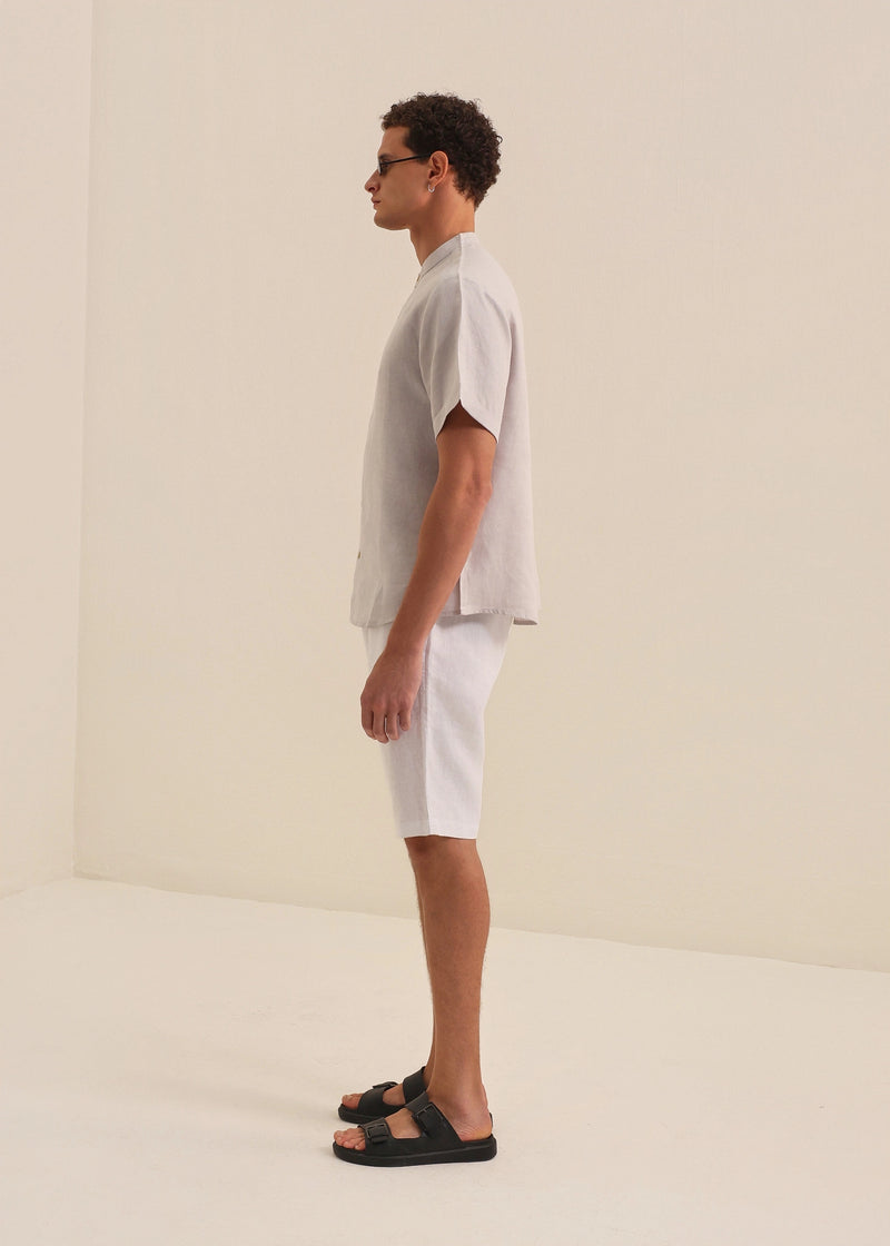 HUCA SUCA HALF SLEEVE GREY LINEN SHIRT
